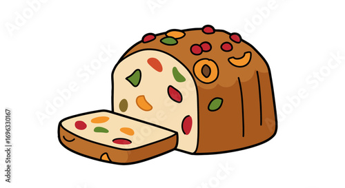 Delicious fruitcake dessert illustration pastry sweet treat baked goods holiday season food bakery product on transparent background