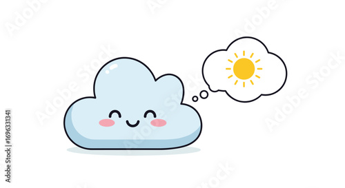 A cute cartoon cloud dreaming of a bright sunny day weather forecast
