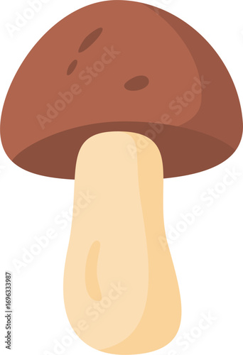 Brown forest mushroom icon for autumn season design and nature illustration