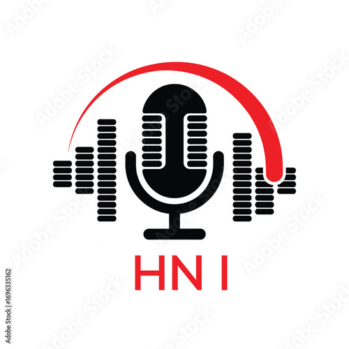 HNI Modern Company logo. HNI Microphone logo design for entrepreneur and business. HNI Music Audio Branding best icon.

