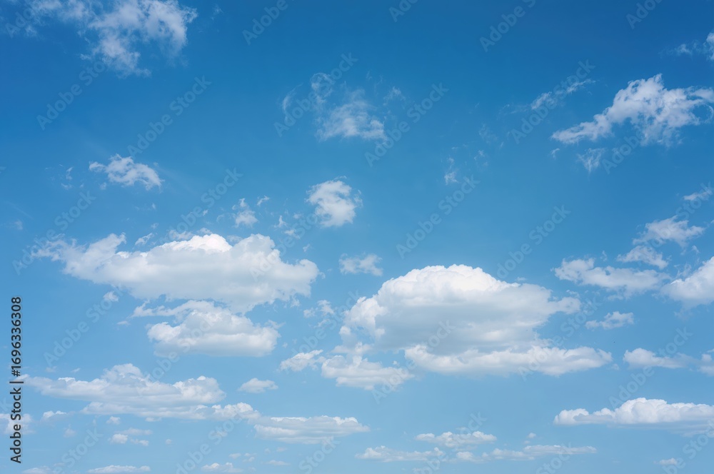 Fototapeta premium Bright azure sky with fluffy white clouds