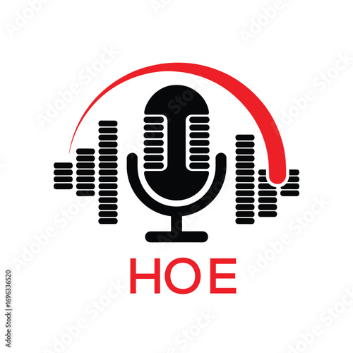 HOE Modern Company logo. HOE Microphone logo design for entrepreneur and business. HOE Music Audio Branding best icon.
