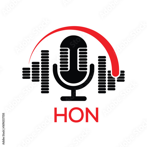 HON Modern Company logo. HON Microphone logo design for entrepreneur and business. HON Music Audio Branding best icon.
