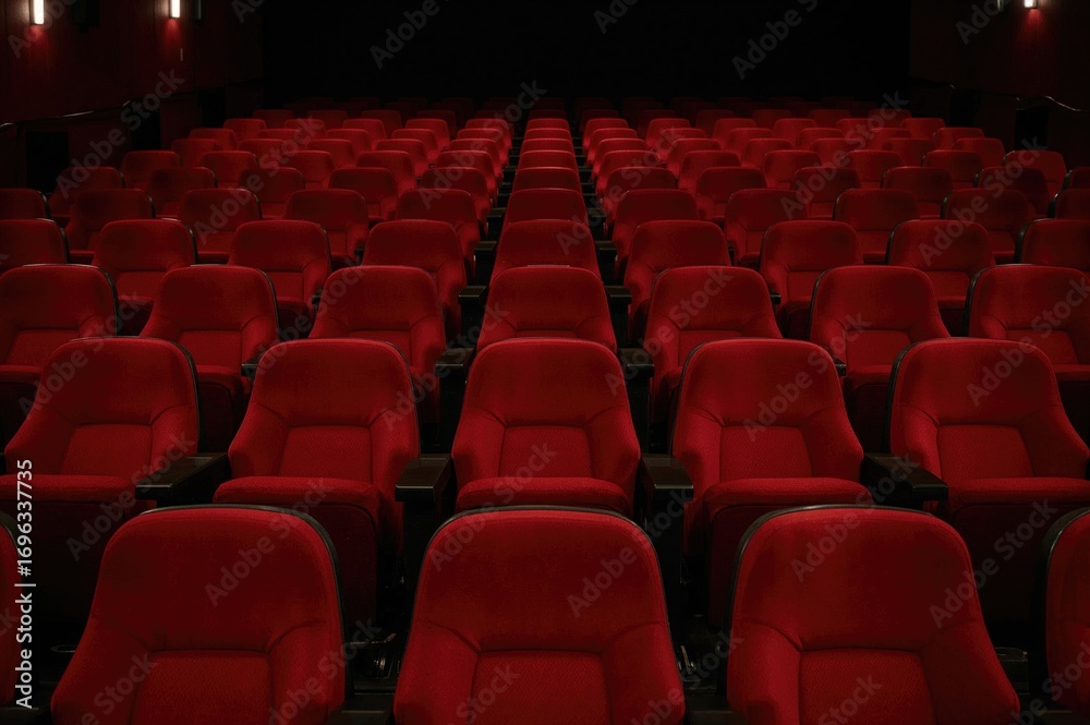 custom made wallpaper toronto digitalVacant red chairs in a cinema hall for television streaming and film production branding