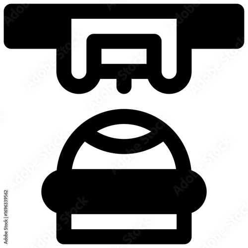 3D printed food. Outlined stroke vector icon with black-filled details.