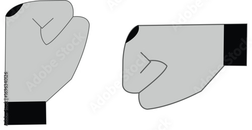 Two opposing cartoon fists on white