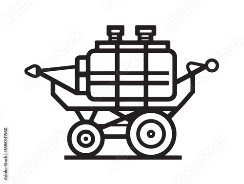 Modern Fertilizer Applicator Illustration with Sleek Vector Line Design