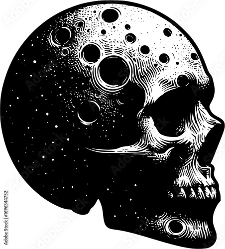 skull moon tattoo design
