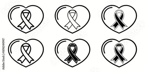 Heart Shaped Awareness Ribbons Collection 1.