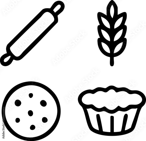Baking and Cooking Ingredients and Tools Icons.