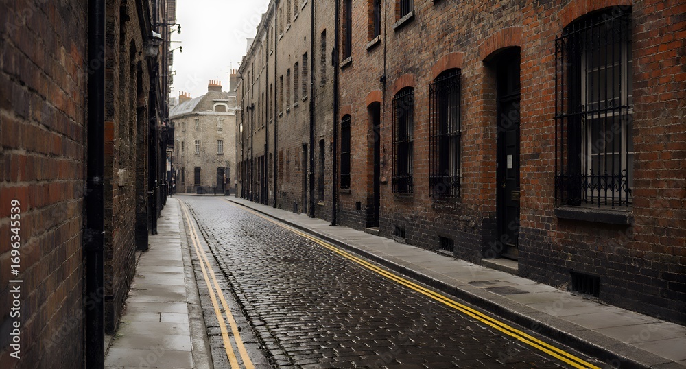 Fototapeta premium London Cobblestone Street Scene