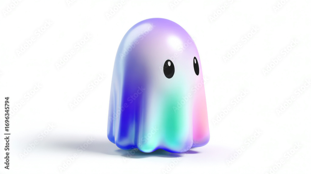 Fototapeta premium Simple Halloween cartoon ghost isolated on a white background