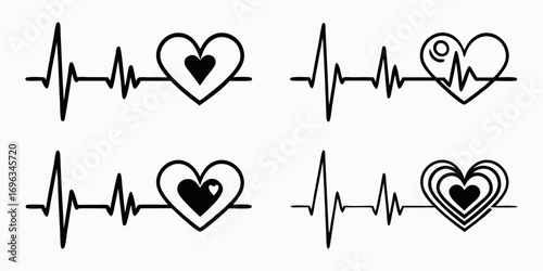 Heartbeat Heartbeat Line Art Collection.