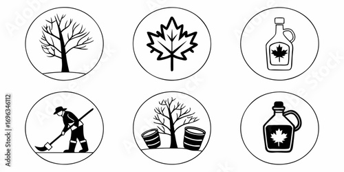 Maple Syrup Production Icons Set.