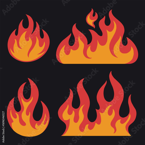 Various styles of fire graphics for design use