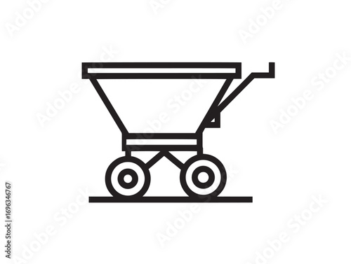 Elegant Fertilizer Cart Illustration Featuring Minimal Agricultural Line Art