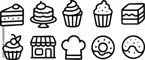 Delicious Bakery and Sweet Treats Icons Collection.