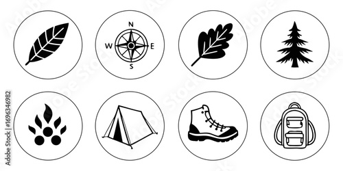 Outdoor Adventure Icons Collection.
