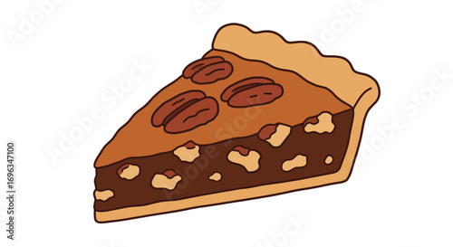 Delicious pecan pie slice dessert food tasty baked sweet crust pastry nut treat thanksgiving holiday on transparent background
