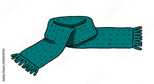 Teal winter fashion accessory scarf warm clothing apparel neckwear woolen knitwear cold weather protection on transparent background