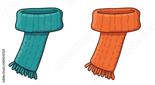 Winter fashion scarves knitted clothing accessories warm apparel cozy neckwear protection style trend on transparent background