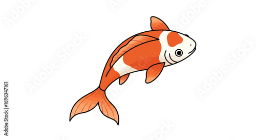Orange koi illustration swimming aquatic animal pet goldfish japanese carp decorative pond fish art on transparent background