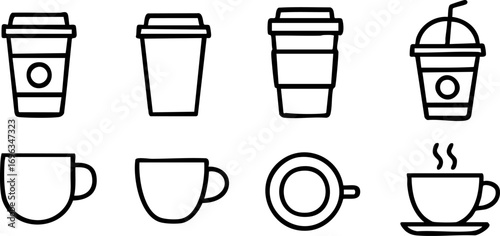 HandDrawn Coffee and Tea Cup Icons Collection.