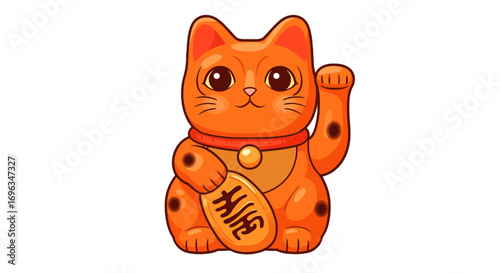 Lucky cat maneki neko japanese culture prosperity wealth good fortune asian art illustration design on transparent background