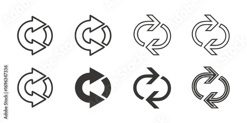 Set of Circular Arrow Icons for Refresh and Repeat.