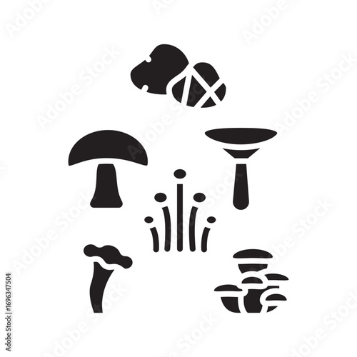 mushrooms variety color flat icon for digital and print projects.