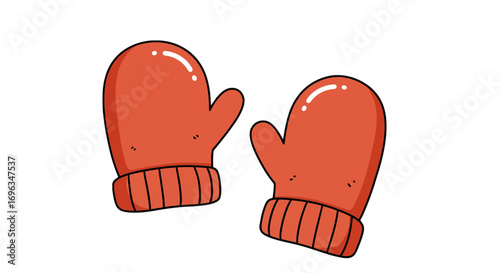Winter apparel warm gloves pair cartoon style knitted handwear protective gear seasonal fashion accessory on transparent background