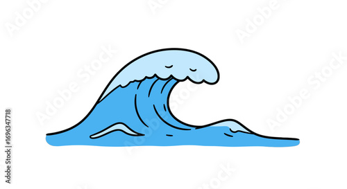 Ocean wave sea water surfing tide marine nature summer travel vacation ripple crest aquatic illustration on transparent background