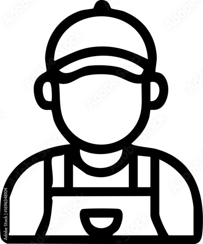 Professional Worker Icon with Cap and Overalls.