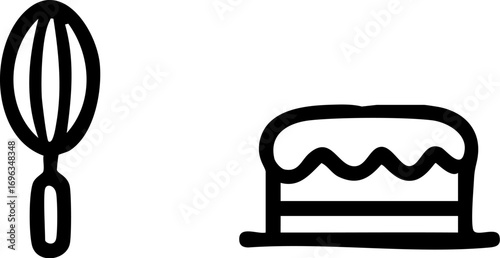 Simple Baking Icons Whisk and Cake.