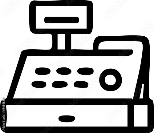 Simple Cash Register Machine Outline Icon.