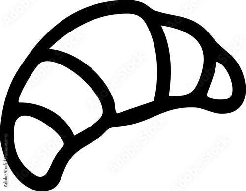 Simple Hand Drawn Croissant Outline Icon.