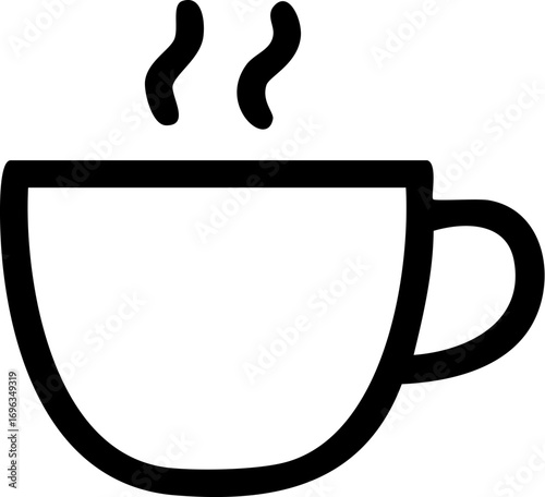 Steaming Hot Coffee or Tea Cup Icon.