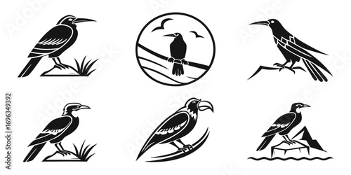 Stylized Black Bird Silhouettes Collection.