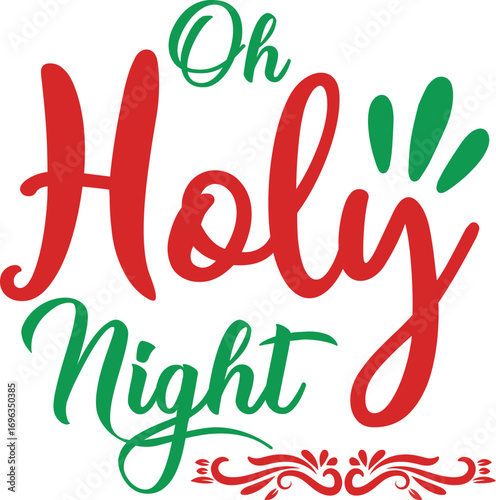 Oh Holy Night Christmas SVG Typography Design for Faith Crafts