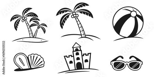Tropical Beach Vacation Icons Collection 1.
