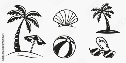 Tropical Beach Vacation Icons Set 2.