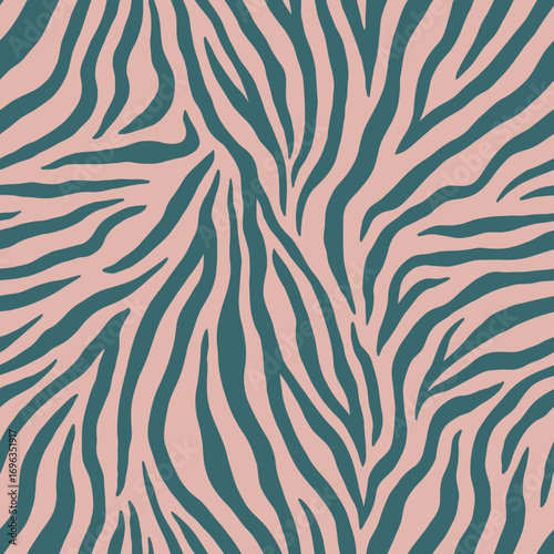 Striking modern zebra print pattern in teal and blush pink, perfect for stylish fashion and decor