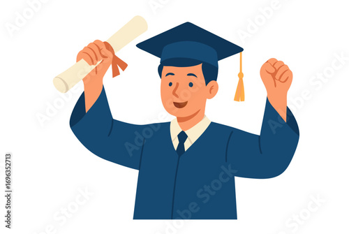 Celebrating Graduation A Graduate Holding Diploma with Joyful Emotion