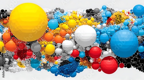 Colorful Abstract 3D Spheres with Vivid Textures and Patterns in a Dynamic Composition