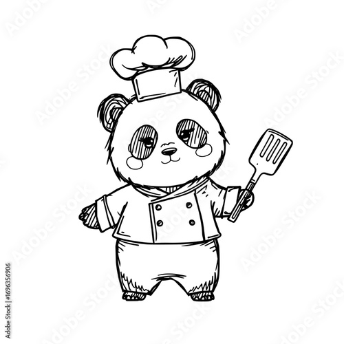 Panda Chef Cooking Illustration