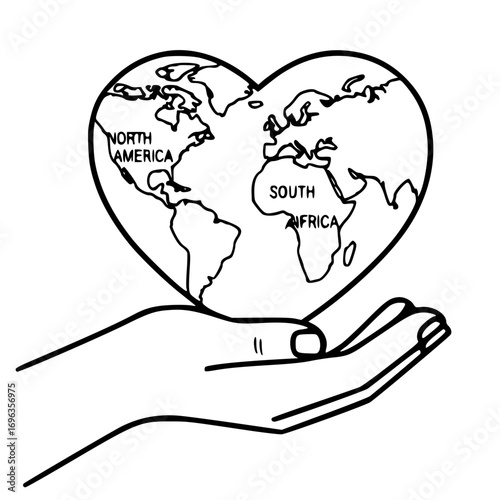 Hand Holding Earth Heart Illustration