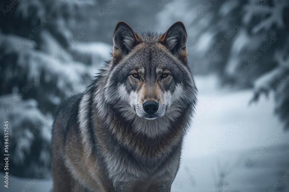 Naklejka premium Discover the Majesty of Wolves Through Stunning Winter Shots