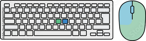 Keyboard and Mouse Illustration, Computer Input Devices, Simple Keyboard Mouse Graphic, Office Supplies Icon, Technology Illustration