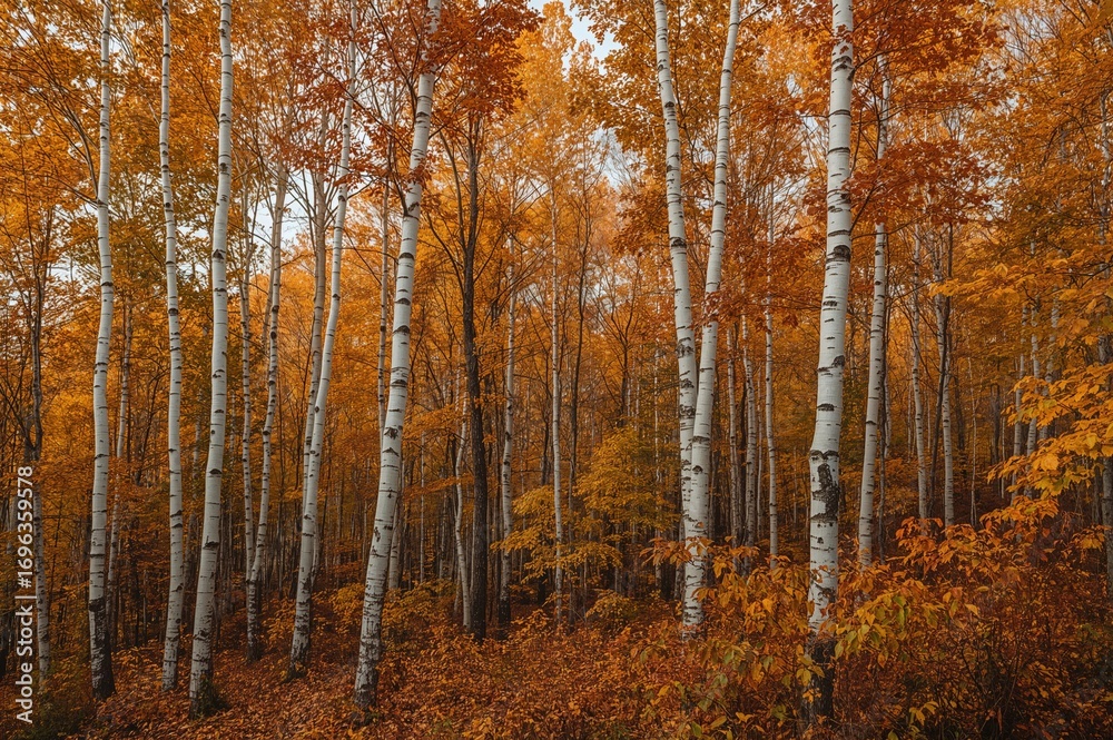 Fototapeta premium Autumn Leafy Woodland Scene
