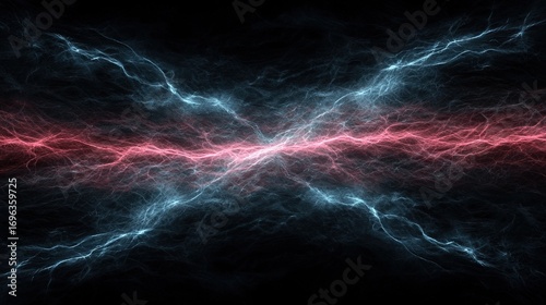  Red & Blue Lightning Patterns on Black Background